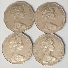 AUSTRALIA 1979 . FIFTY 50 CENT . 4 COINS . NO DOUBLE BAR